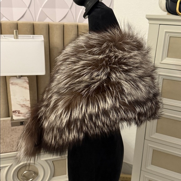 Saga Furs Accessories - Saga fox fur stole wrap silver fox